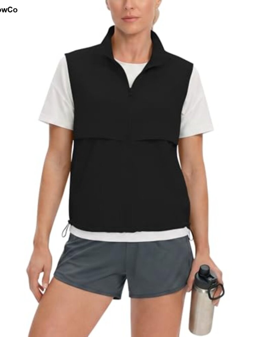 Lightweight Nylon Spandex Running Vest Stand Collar Zip Up Sleeveless Jacket